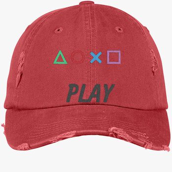 Play Playstation Distressed Cotton Twill Cap Embroidered Hatsline Com - psp hat roblox