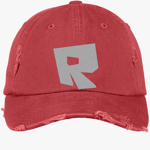 Roblox Logo Distressed Cotton Twill Cap Embroidered Hatslinecom - roblox logo pic