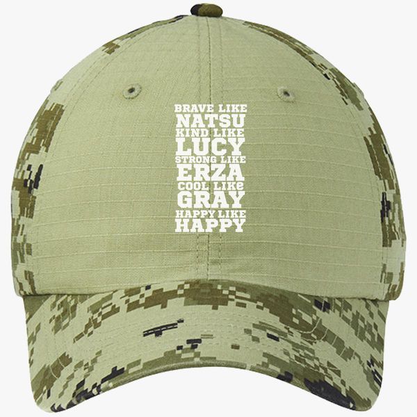 Fairy Tail Logo Brave Like Natsu Dragneel Erza Scarlet Lucy Heartfilla Gray Fullbuster Anime Cosplay Colorblock Camouflage Cotton Twill Cap Hatsline Com