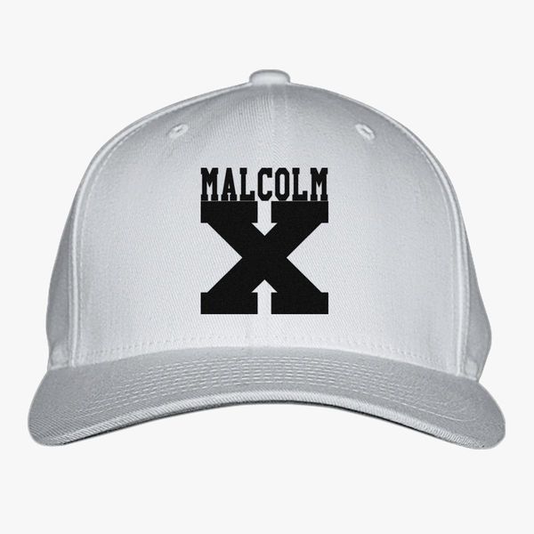 X Cap Embroidered Baseball Cap Caps Hat Hats Malcolm X Round White Black Logo
